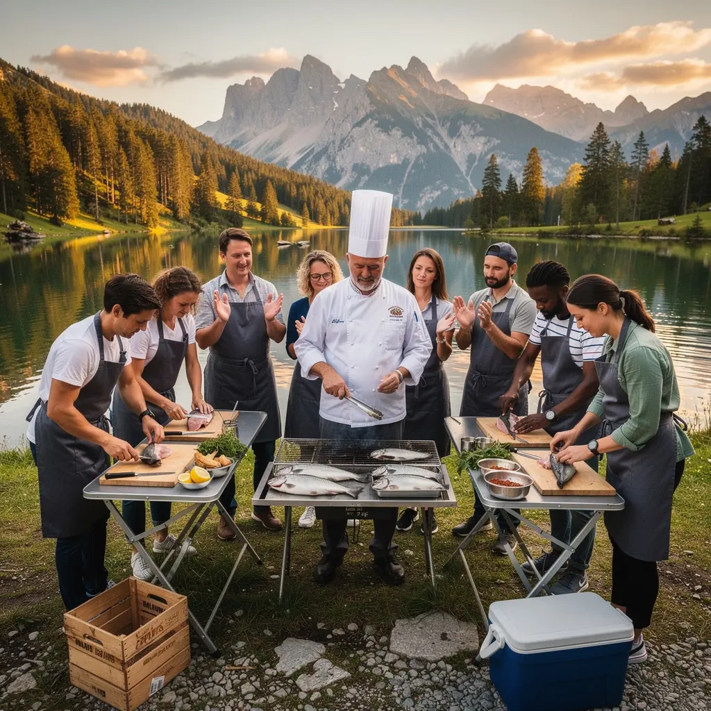 Ein Reisender, der eine lokale Delikatesse auf einem traditionellen deutschen Markt probiert.